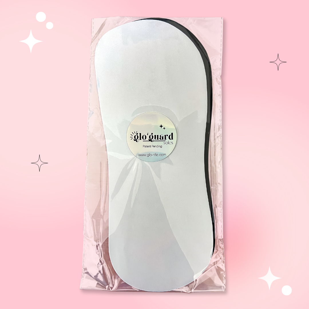 Glo'guard soles. Full coverage sticky feet for spray tanning