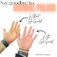 With Glo'guard hands. Without Glo'guard hands - orange spray tan handsGlo'guard hands for spray tanning. With Glo'guard vs without Glo'guard. Prevent orange spray tan hands.